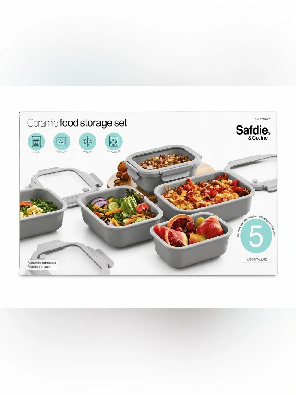Safdie & Co Gray Ceramic Food Storage 10 Piece Set